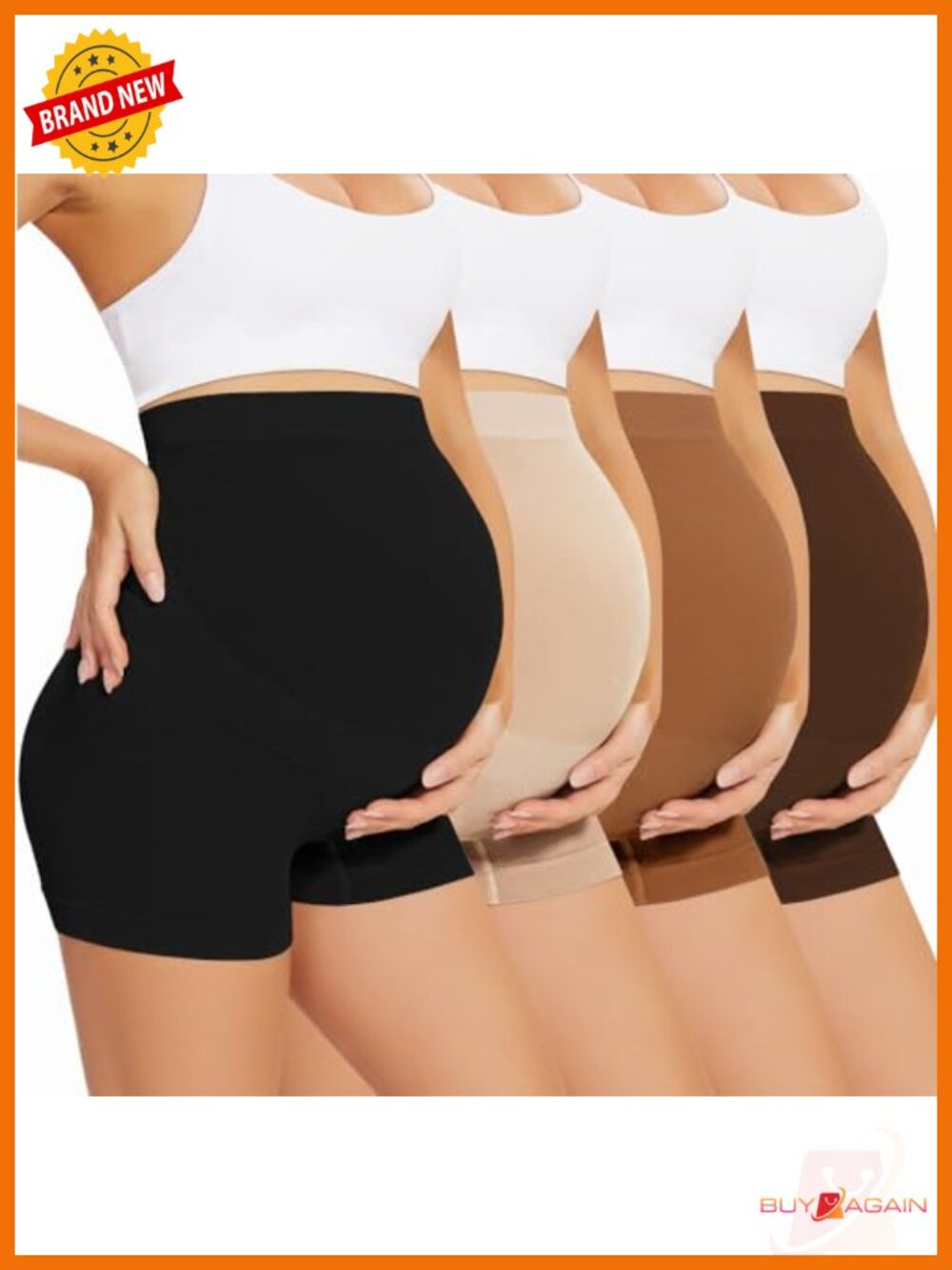 Maternity High Waisted Seamless Boy Shorts Panties 4 Pack Shapewear Belly